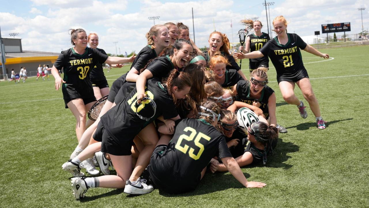 Vermont celebrates after winning the WCLA championship