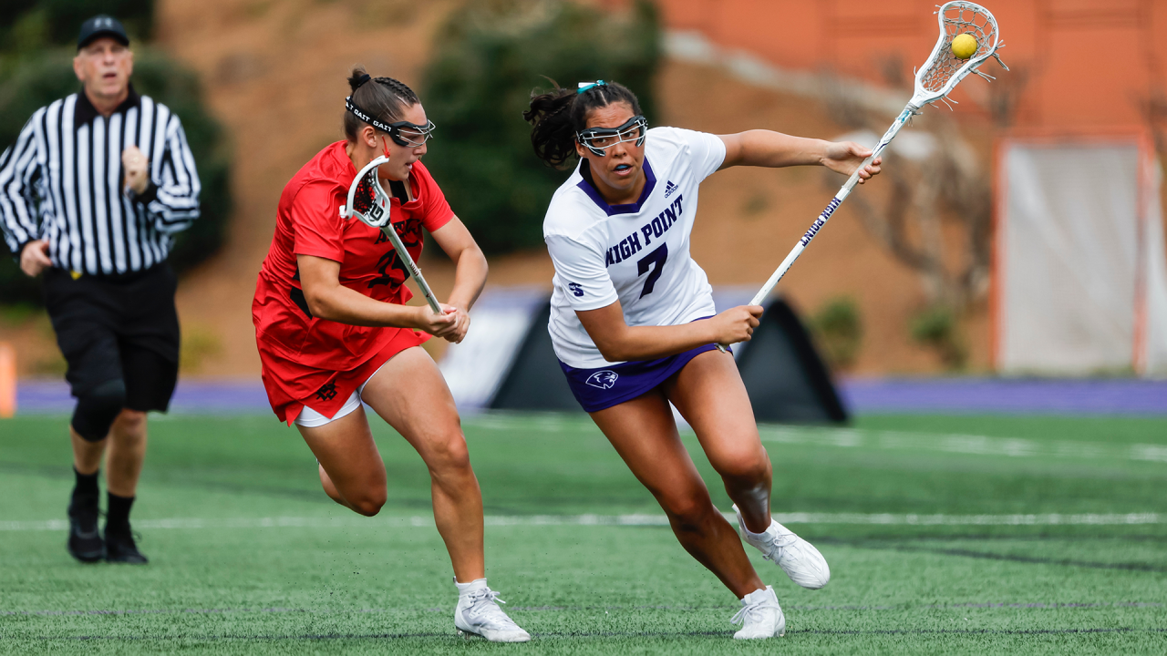 High Point women's lacrosse player Jordan Miles in action against San Diego State earlier this season
